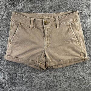 American Eagle AEO Twill Midi Super Stretch Shorts Sz 6